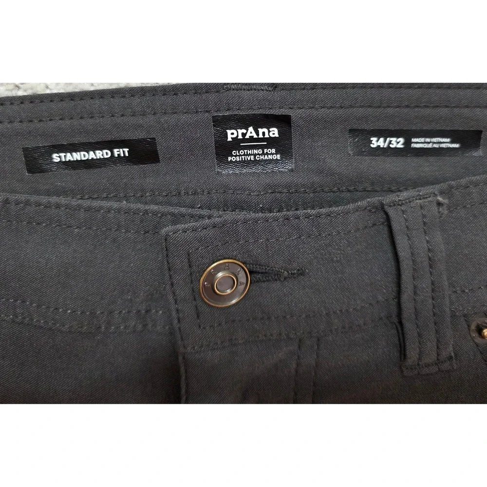Prana Brion Pants Mens 34x32 Charcoal Gray Standard Fit Stretch Outdoor Hiking